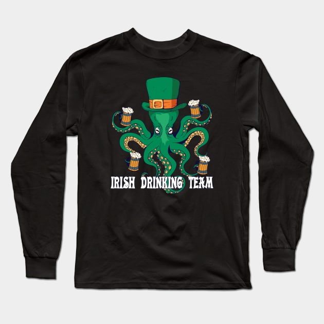 Irish Drinking Team Octopus Irish St Patrick's Day Long Sleeve T-Shirt by az_Designs